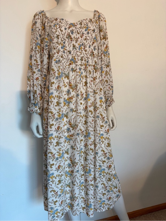 a.n.a Dresses & Skirts - #875 a.n.a BoHo White Floral Smocked Maxi Dress with Blue and Yellow Blossoms
